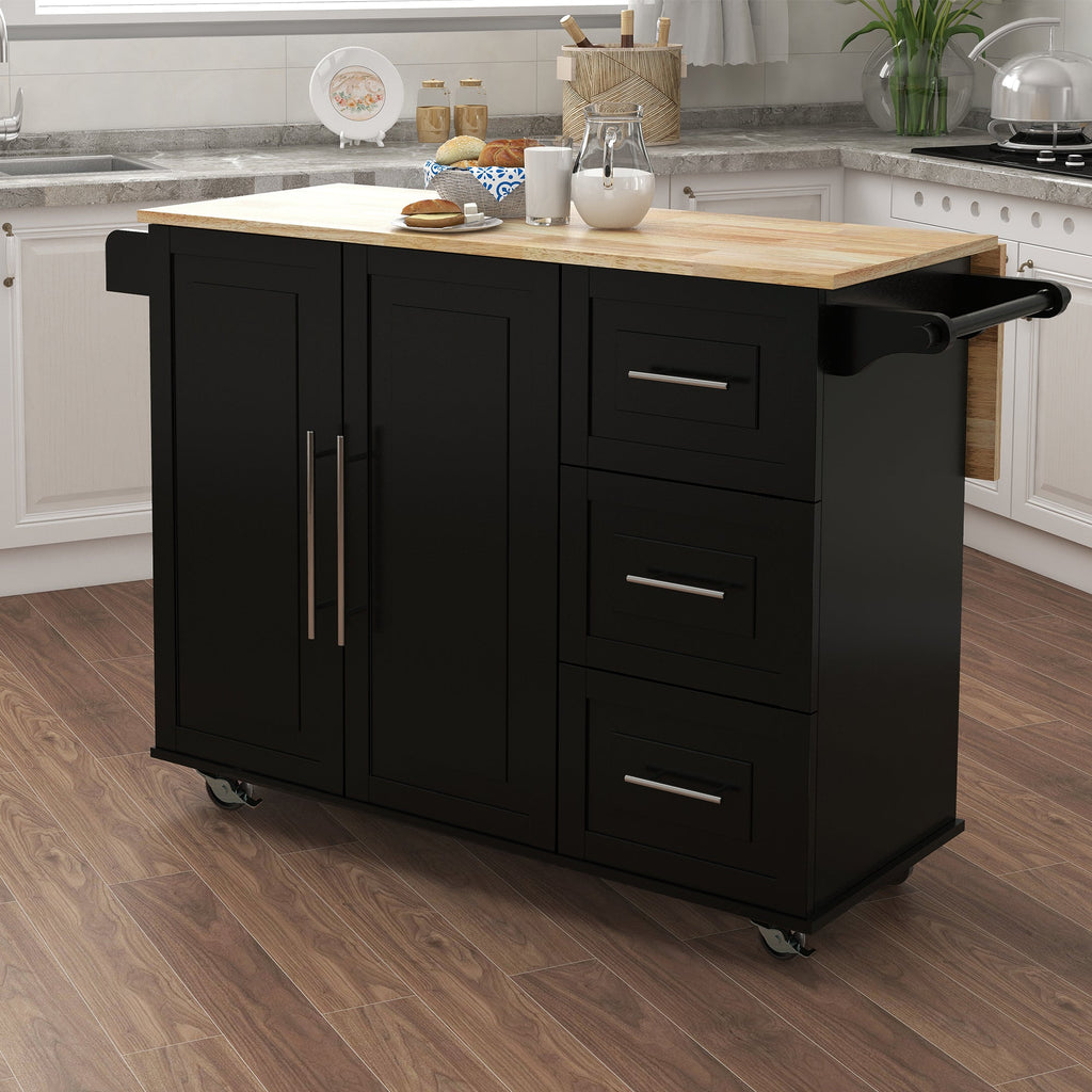 Kitchen Island, Spice Rack, Towel Rack. and Extensible Wood Top