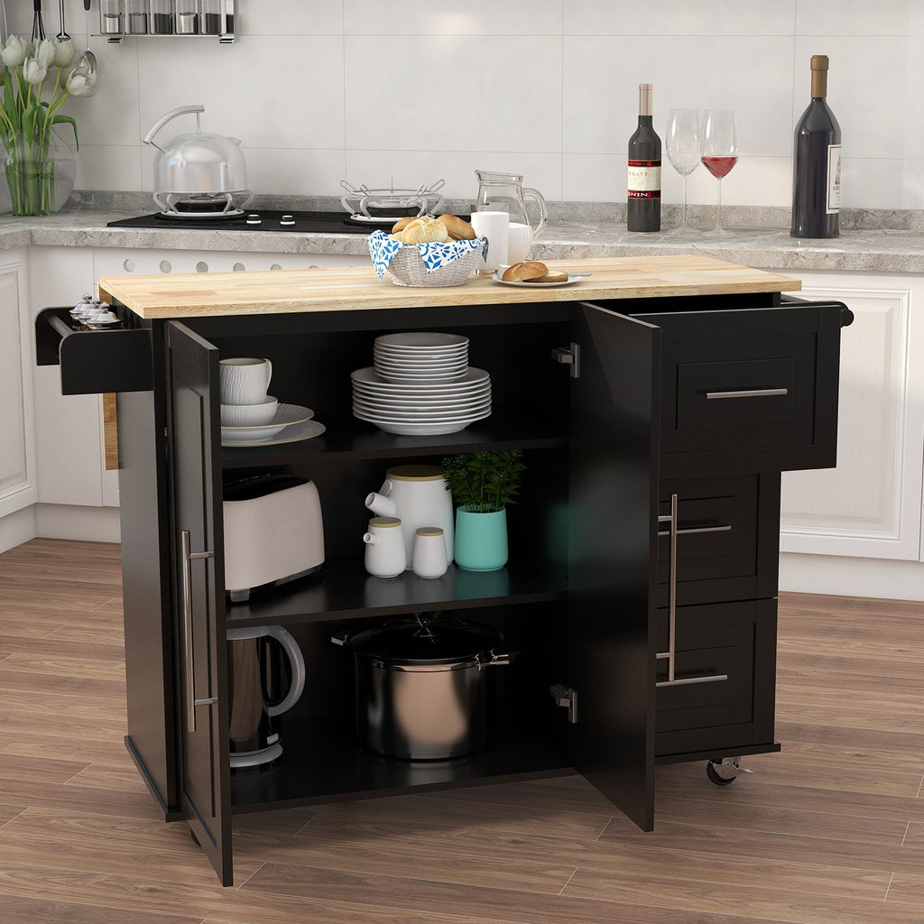 Kitchen Island, Spice Rack, Towel Rack. and Extensible Wood Top