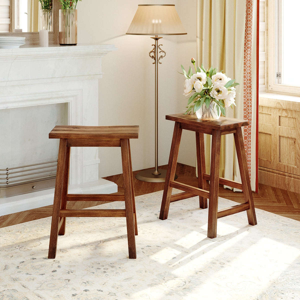 Solid Wood Rustic 3-Piece Kitchen Island Set