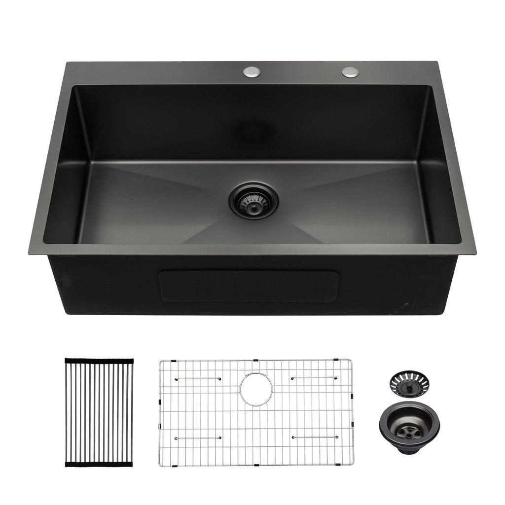 33 x 22 x 10 Inch Kitchen Sink Drop In Gunmetal