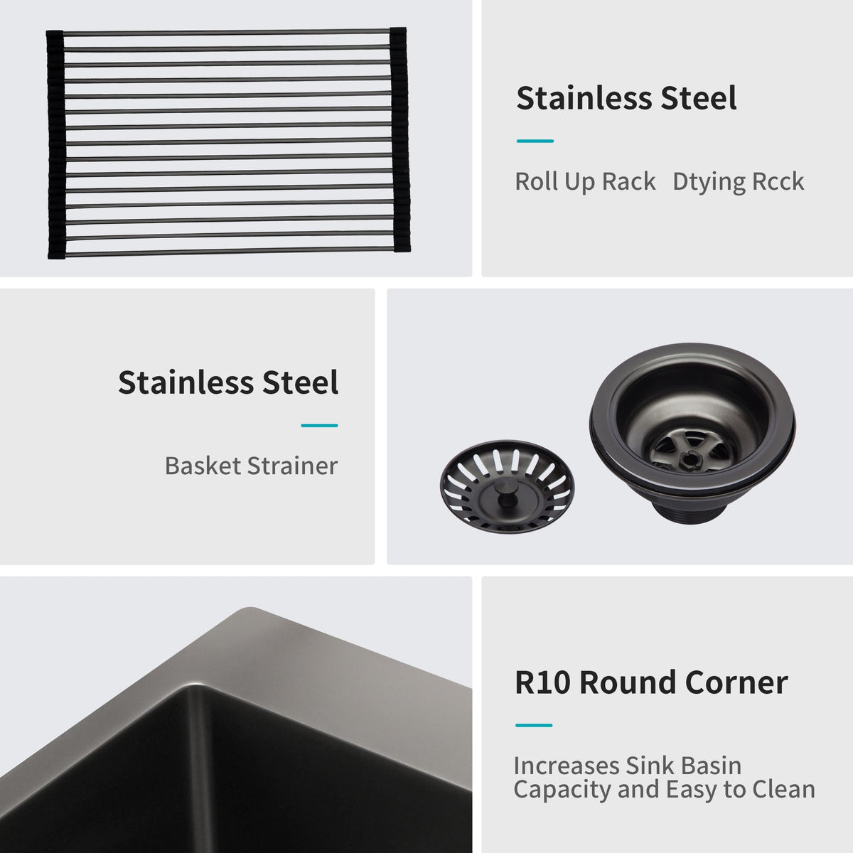 33 x 22 x 10 Inch Kitchen Sink Drop In Gunmetal
