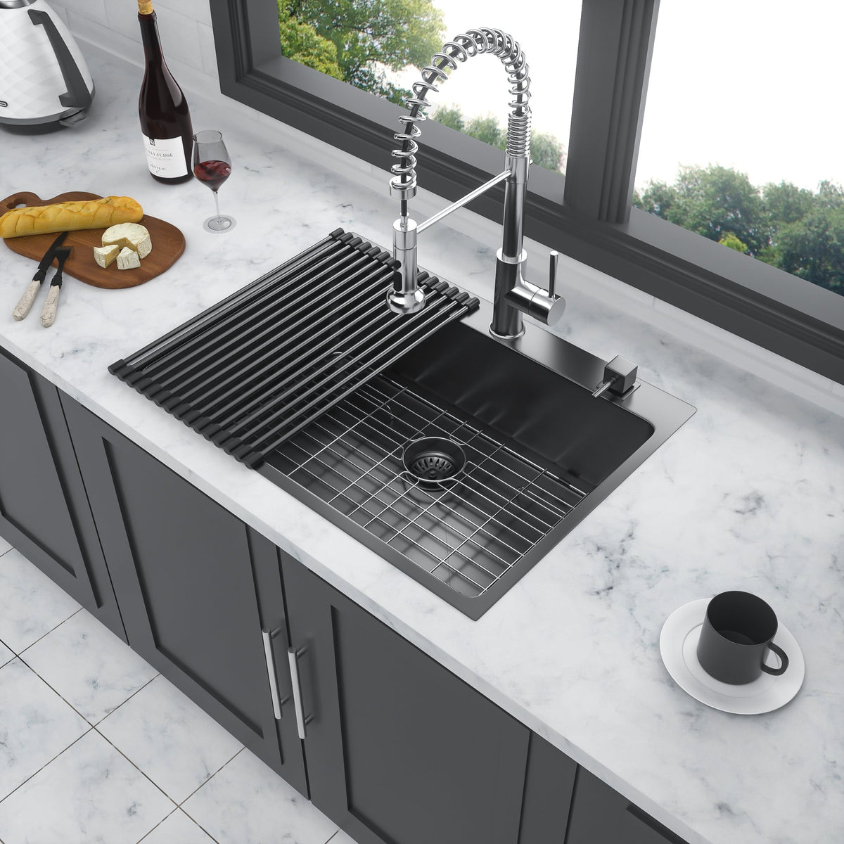 33 x 22 x 10 Inch Kitchen Sink Drop In Gunmetal