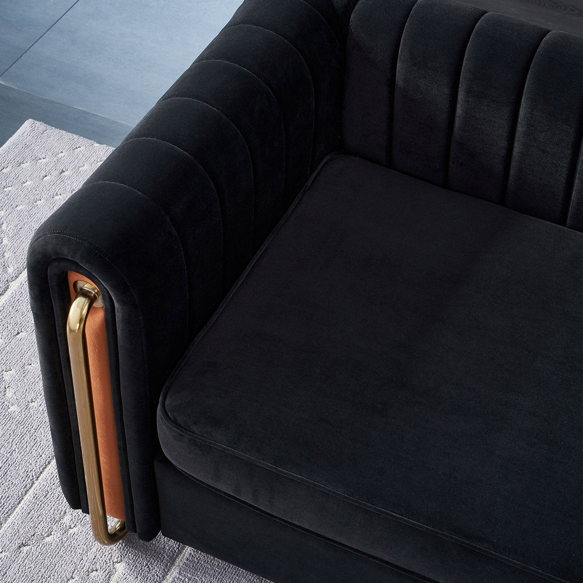 Contemporary Velvet Sofa Couch 84.25''W