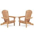 Wooden Outdoor Folding Adirondack Chair Set of 2 with Folding Design - Light Brown