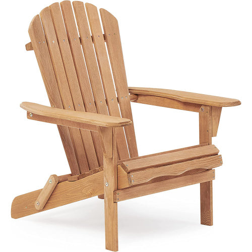 Wooden Outdoor Folding Adirondack Chair Set of 2 with Folding Design - Light Brown