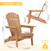 Wooden Outdoor Folding Adirondack Chair Set of 2 with Folding Design - Light Brown