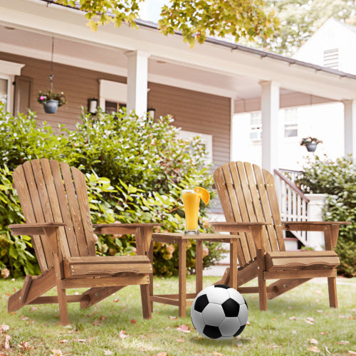 Wooden Outdoor Folding Adirondack Chair Set of 2 with Folding Design - Light Brown