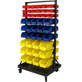 90 Parts Bin Shelving Storage Organizer with Locking Wheels