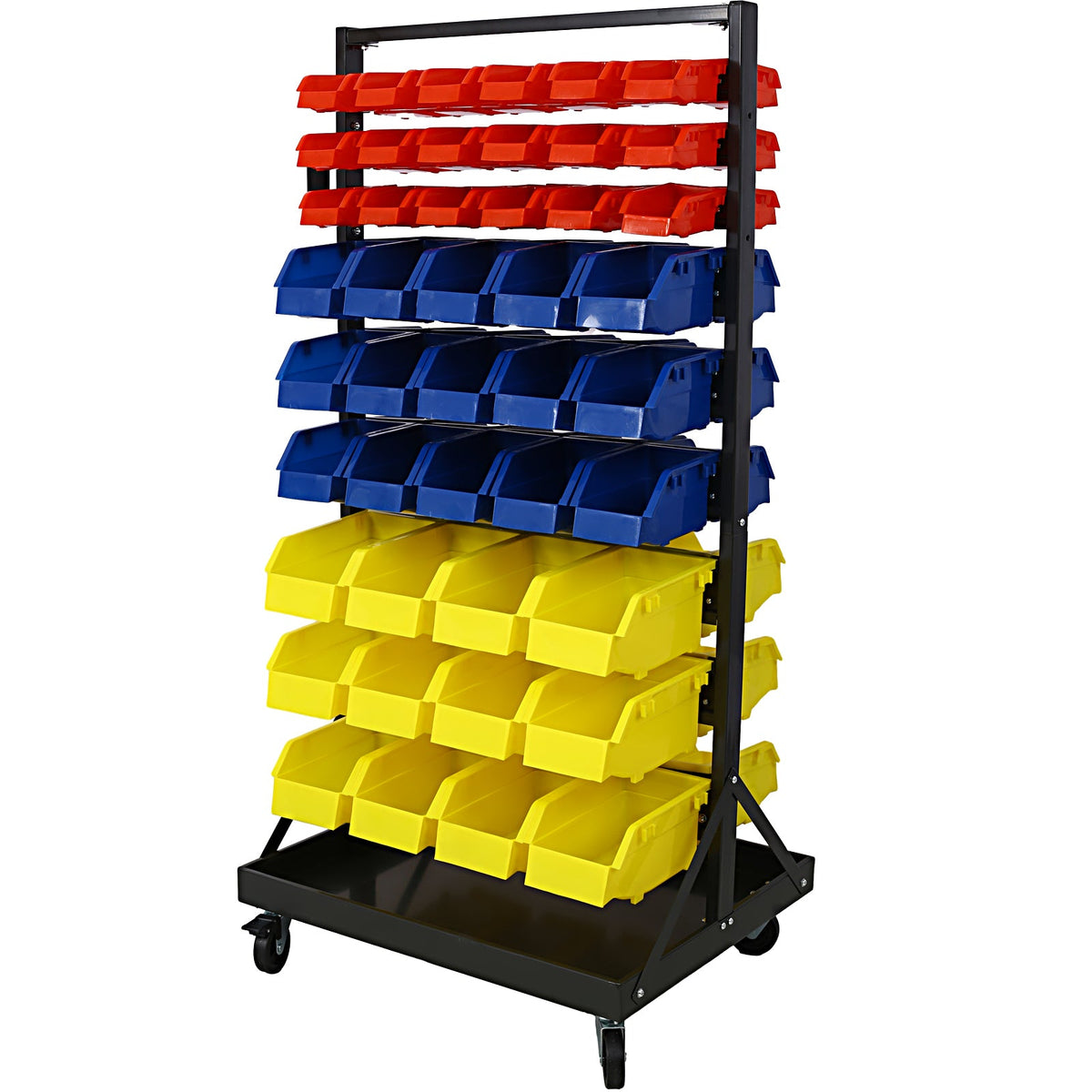 90 Parts Bin Shelving Storage Organizer with Locking Wheels