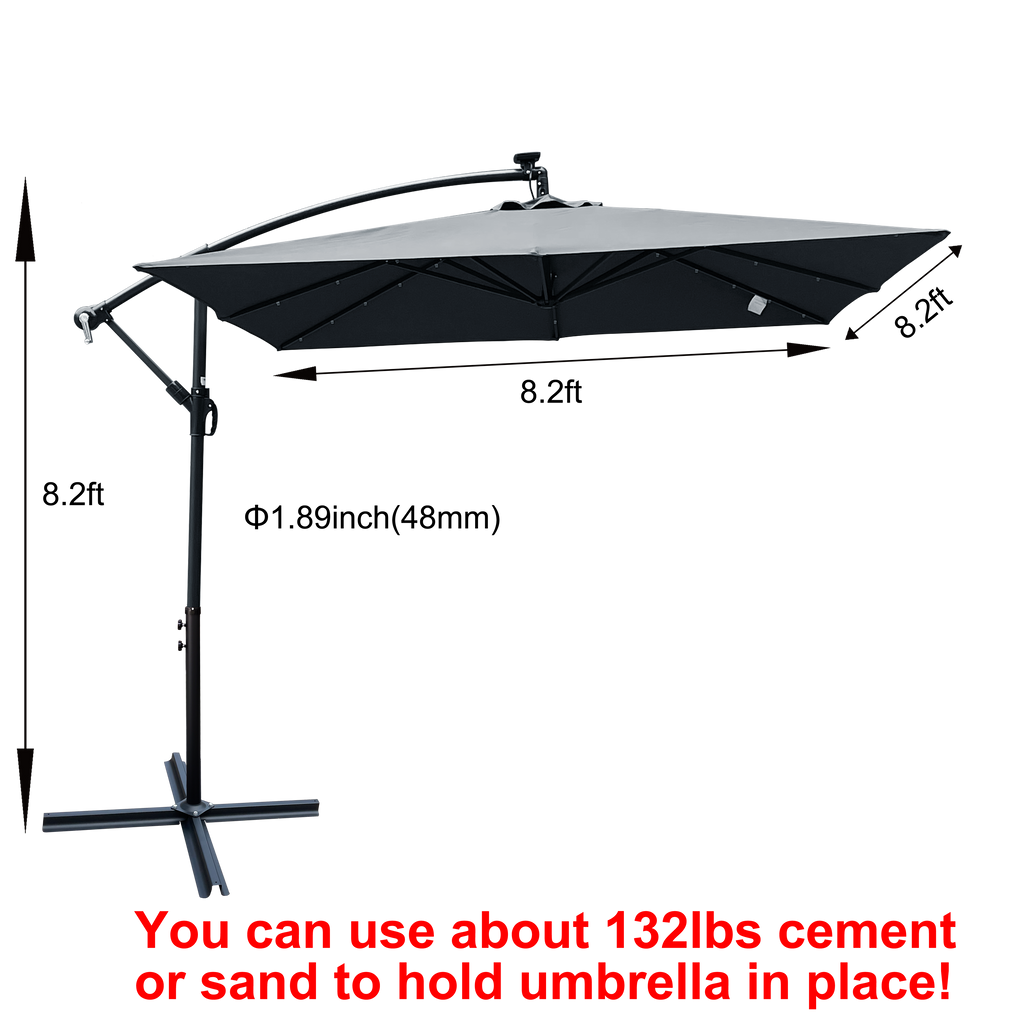 Square 2.5X2.5M Outdoor Patio Umbrella