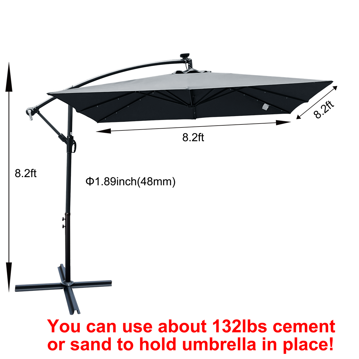 Square 2.5X2.5M Outdoor Patio Umbrella