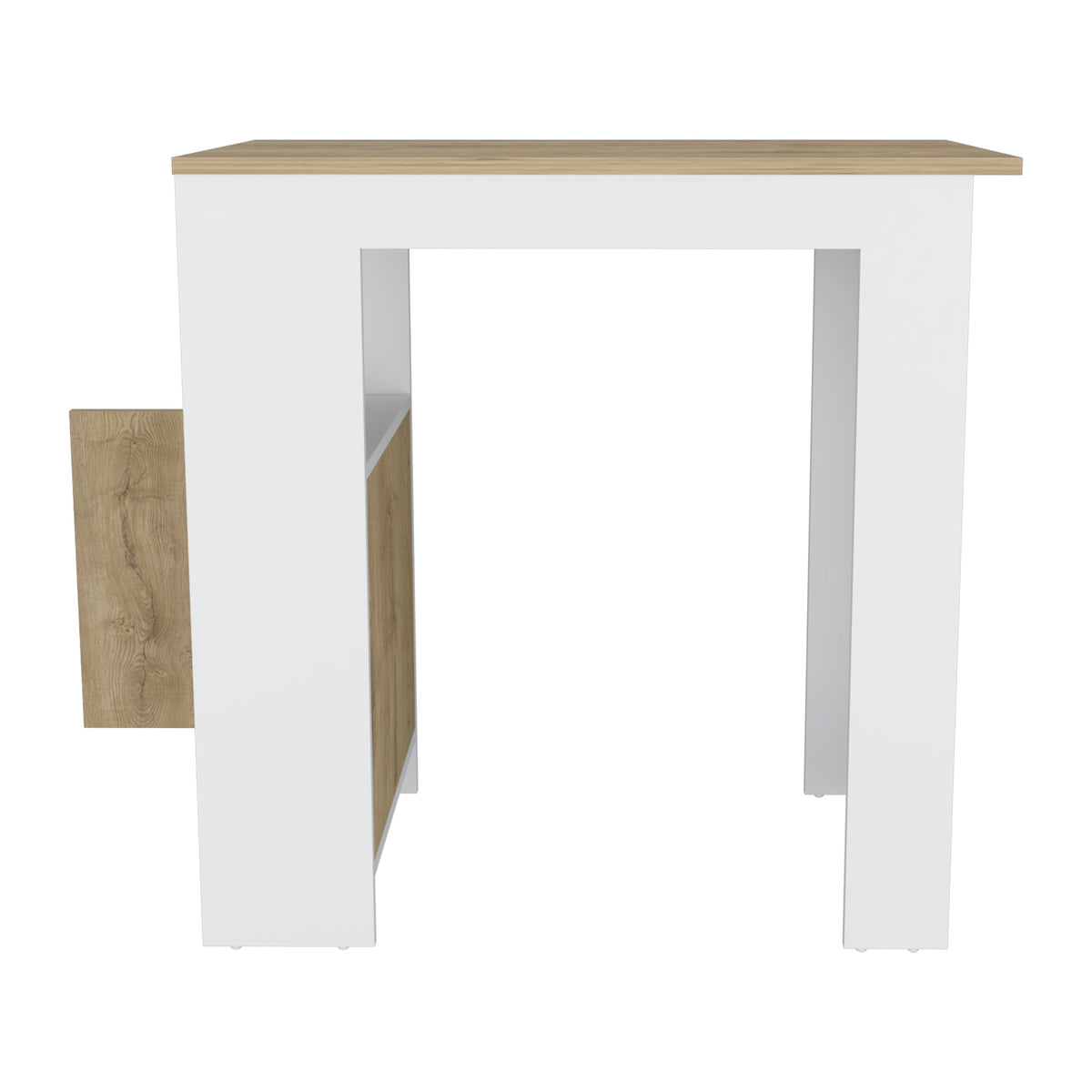 Kitchen Island with Open Storage and Push-to-Open Cabinet