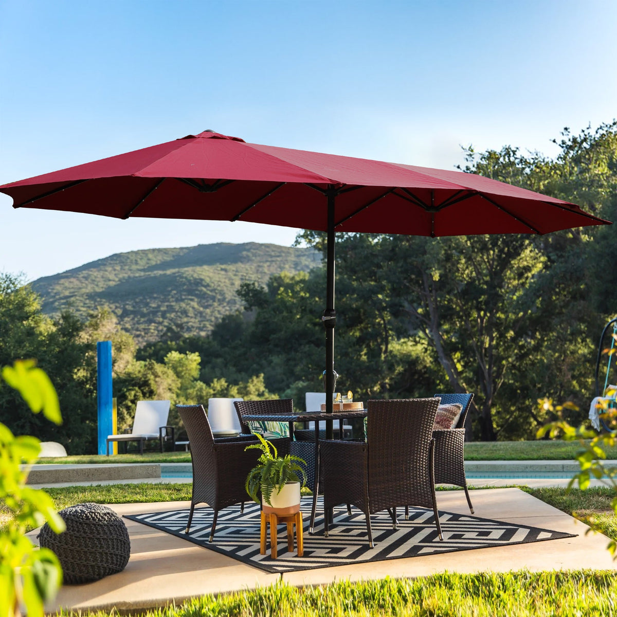 15x9ft Large Double-Sided Rectangular Outdoor Twin Patio Umbrella