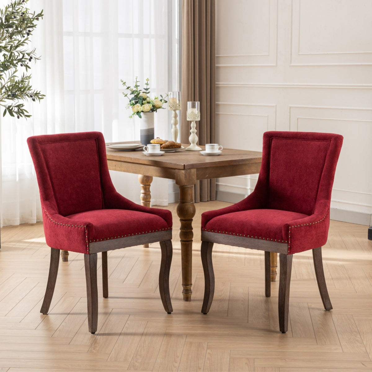 Dining Chair Set of 2 in Wine