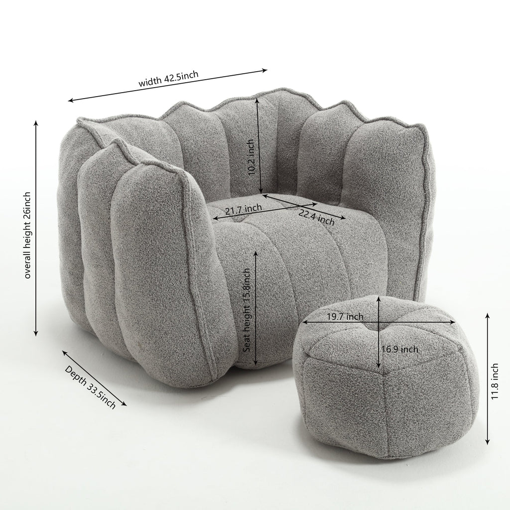 Soft Bean Bag Chair with High Resilient Foam with Footstool