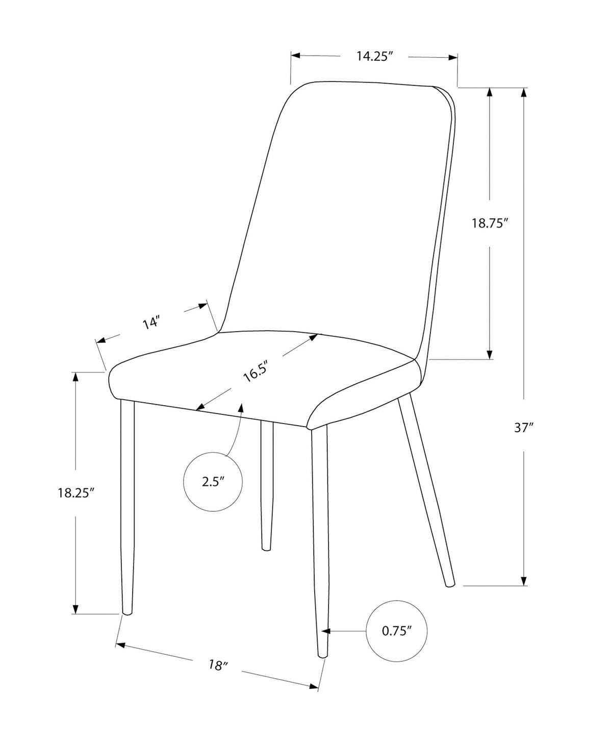 Dining Chair, Side, Upholstered For Dining Room, Contemporary (Set of 2)