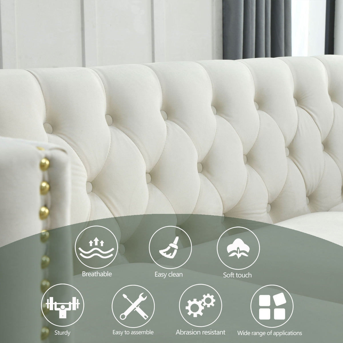Upholstered Couch Sofa With Button Tufting