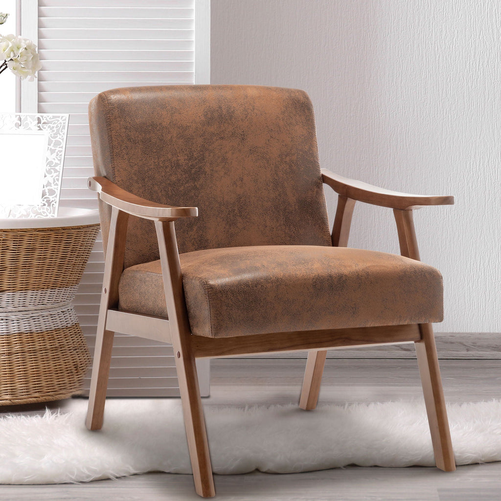 Mid Century Modern Accent Chair With Solid Wood Frame