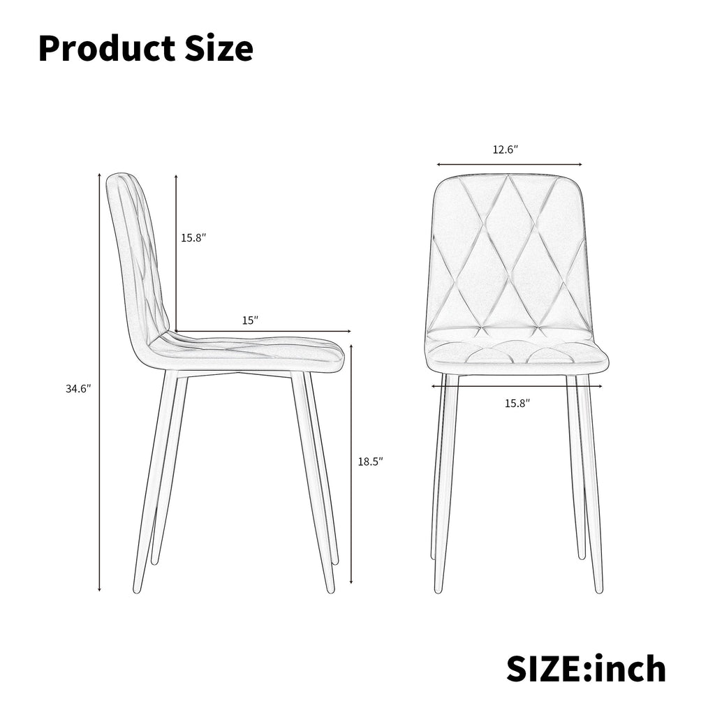 Dining Chairs Set of 4, Modern Velvet Dining Chair Upholstered Cushion Seat