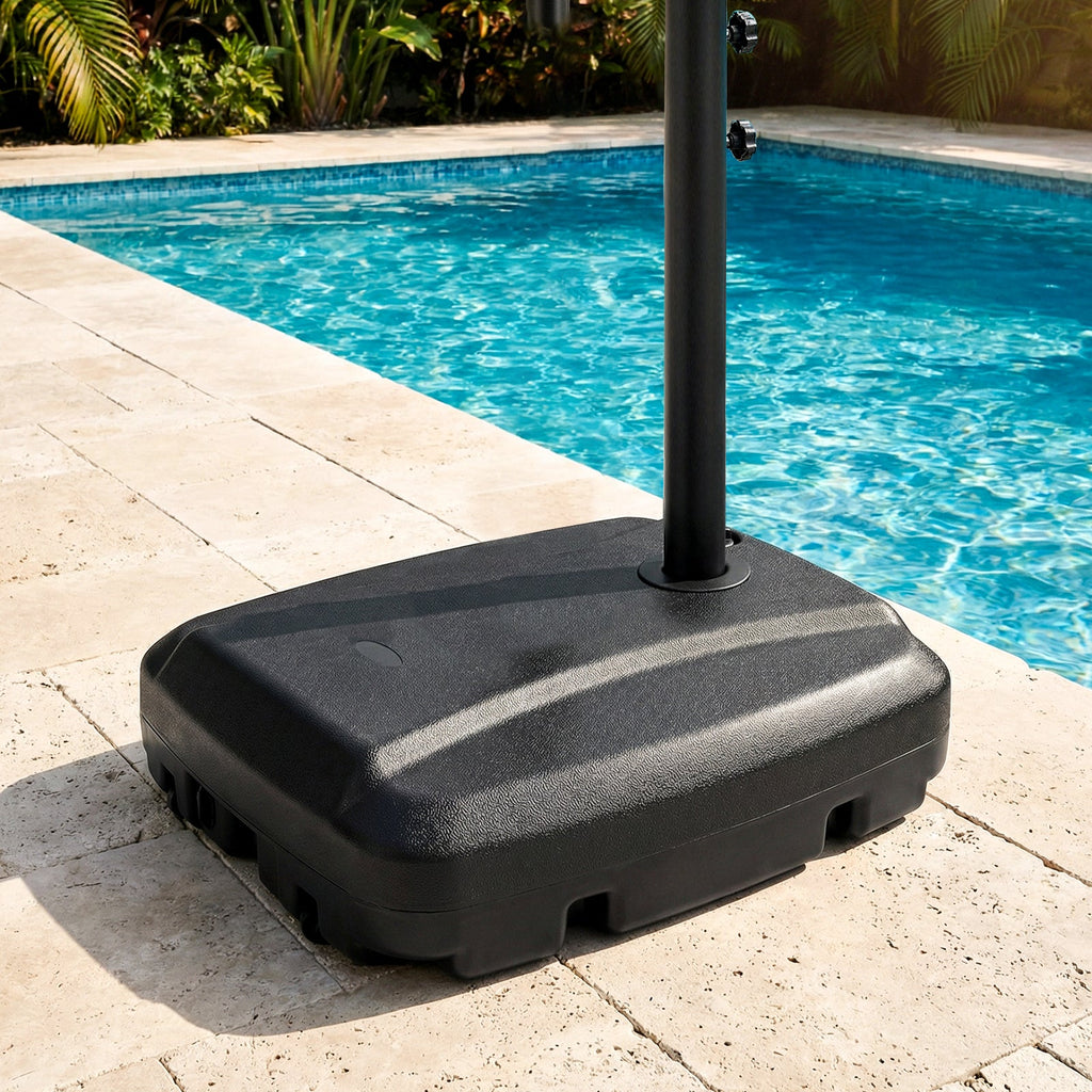 220 LBS Cantilever Patio Umbrella Base Stand with Wheels Fillable
