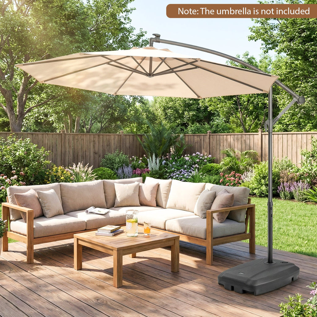 220 LBS Cantilever Patio Umbrella Base Stand with Wheels Fillable