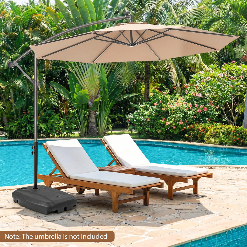220 LBS Cantilever Patio Umbrella Base Stand with Wheels Fillable