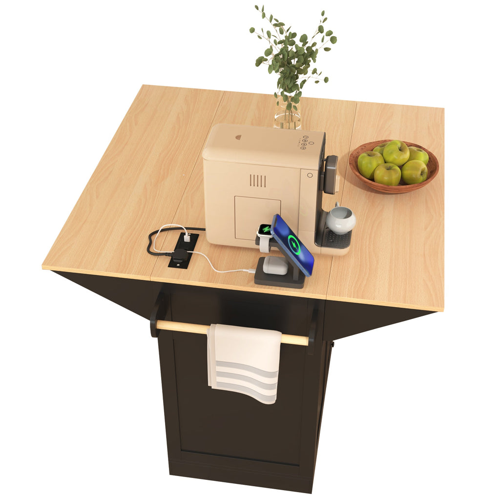K&K 55.7'' Large Kitchen Island with Drop Leaf