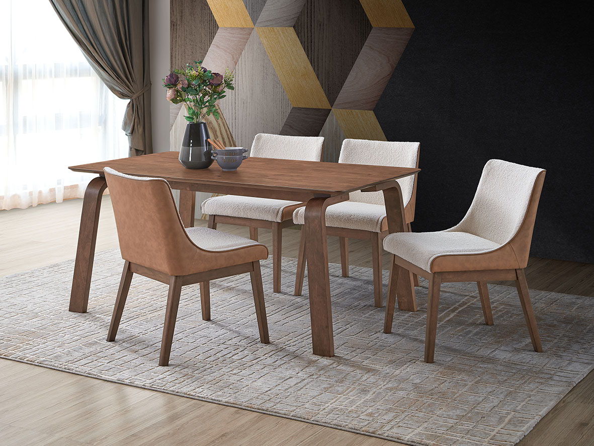 5 Piece With Side Chairs Dining Room Set - Walnut