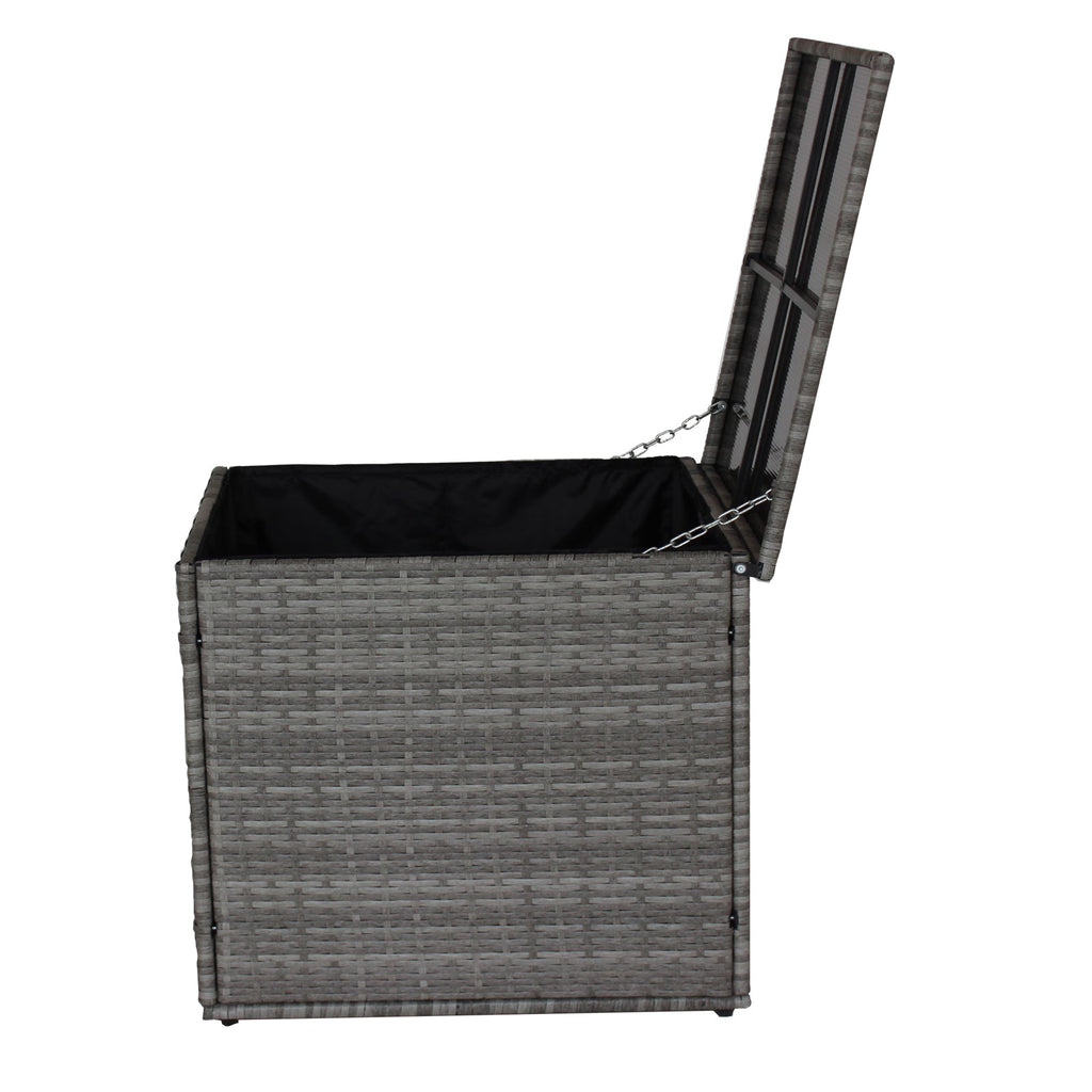 4 Piece Patio Sectional Wicker Rattan Sofa Set with Storage Box Grey
