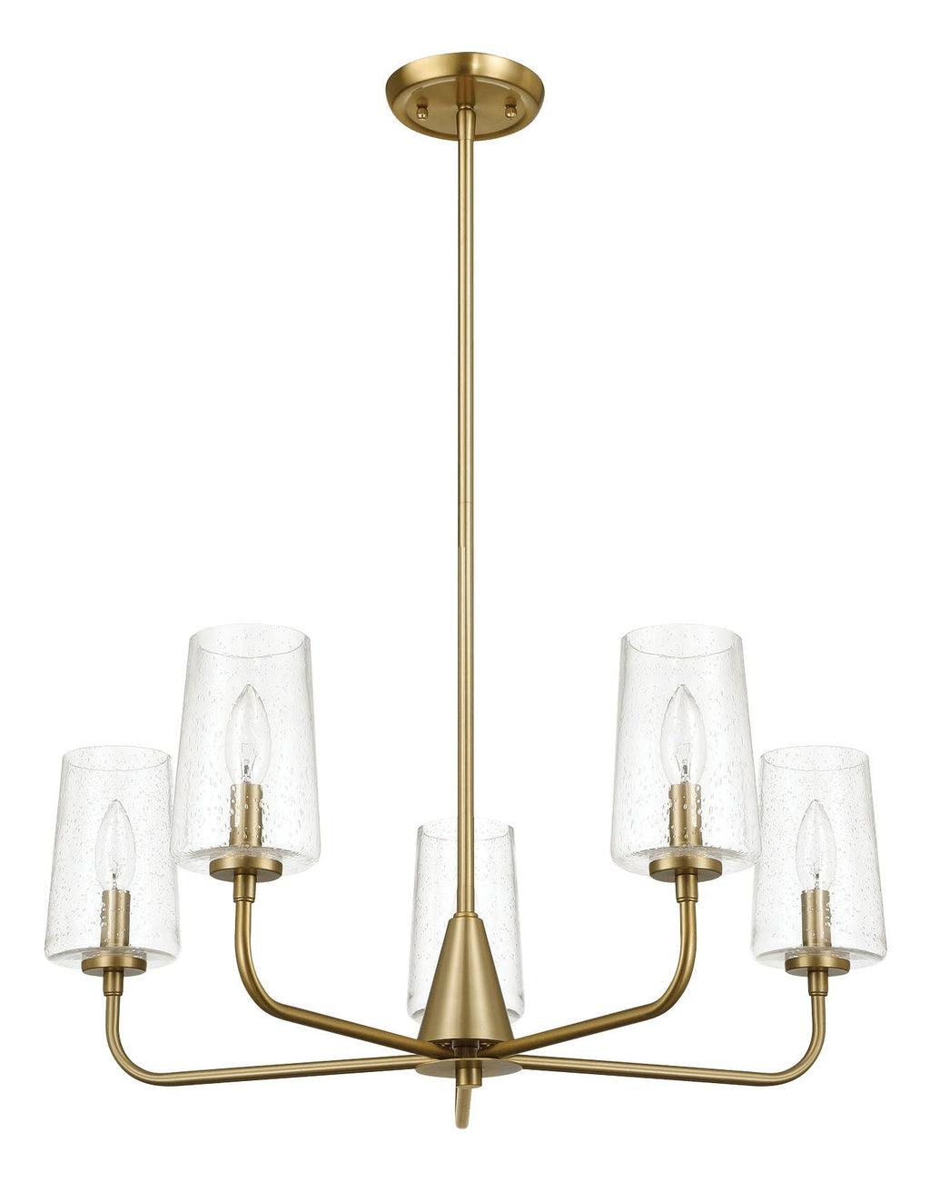 5 Lights Chandelier With Clear Seeded Satin - Antique Brass