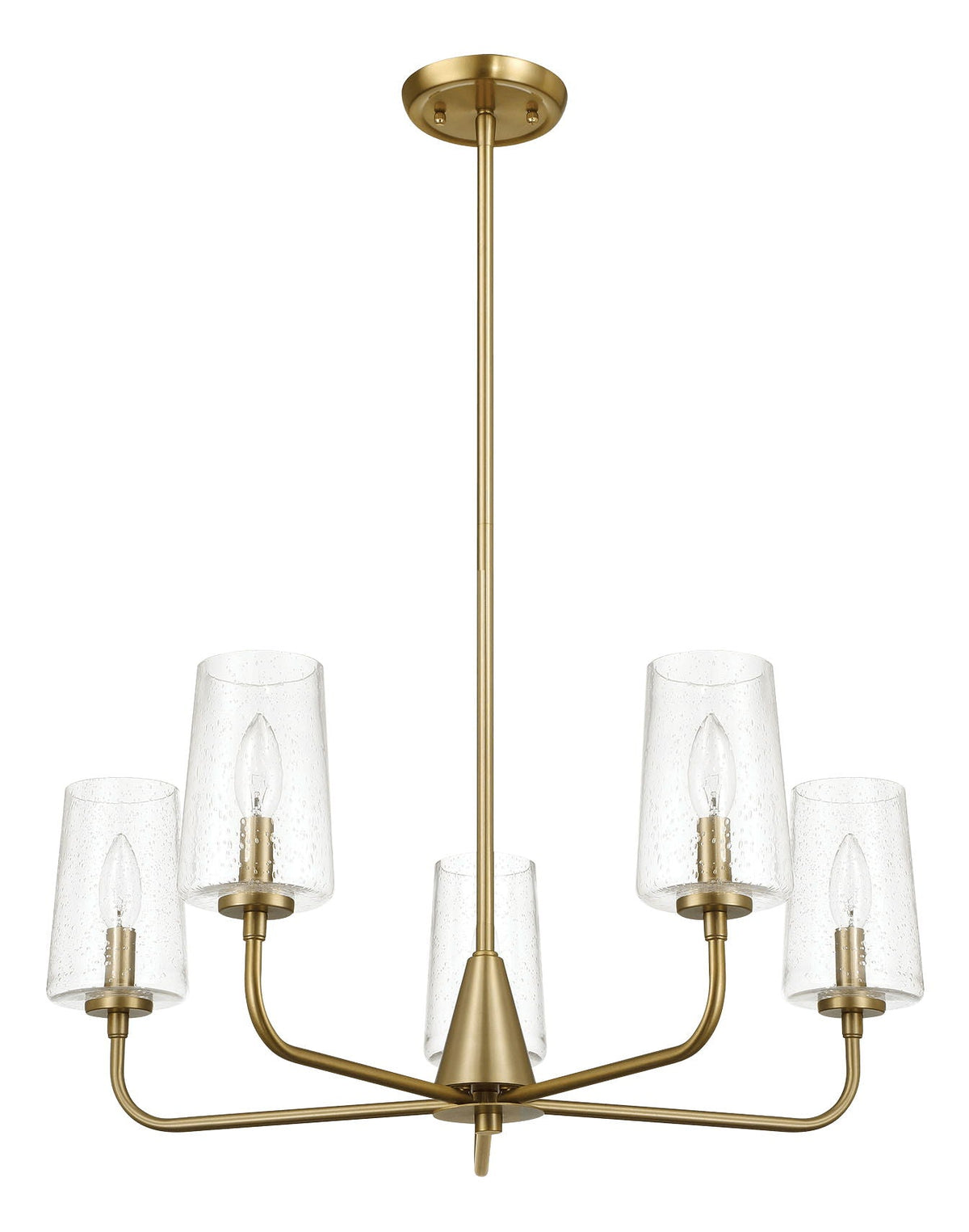 5 Lights Chandelier With Clear Seeded Satin - Antique Brass