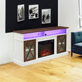LED Farmhouse Style TV Stand for 65/70/75 inch TV with Outlet
