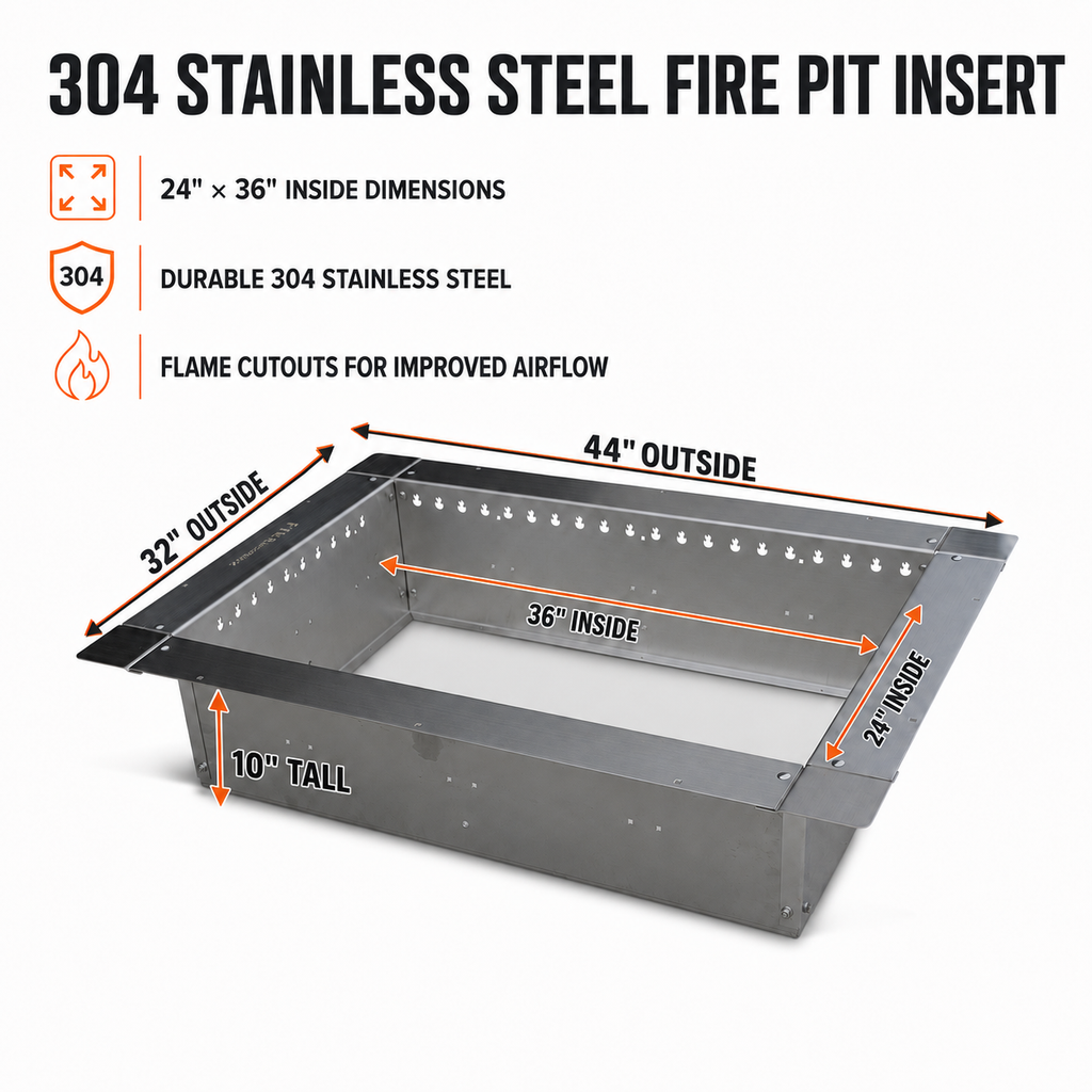 Stainless Steel Santa Maria Drop In Grill with Rectangle Fire Box Insert with Rotisserie Brackets 24x36