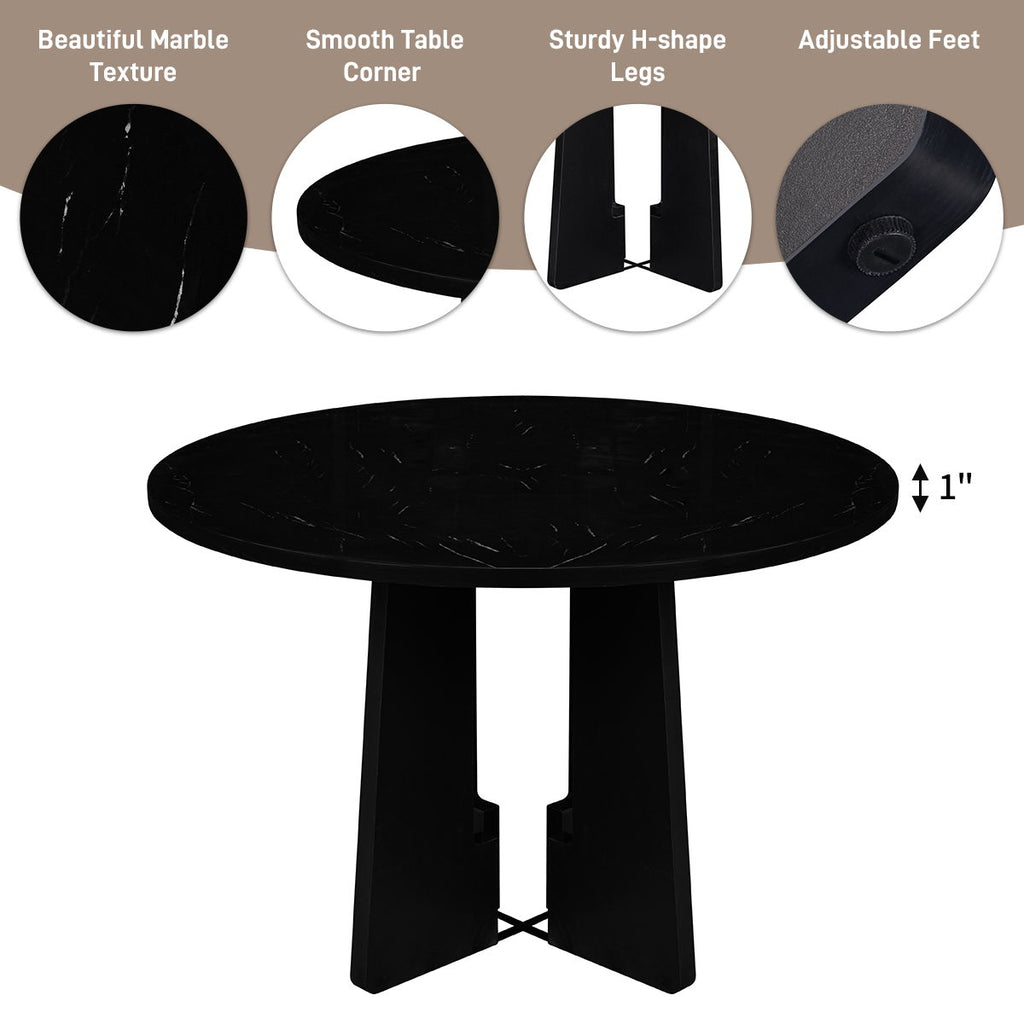5 Piece Round Dining Table Set, Dining Table And 4 Upholstered Chairs