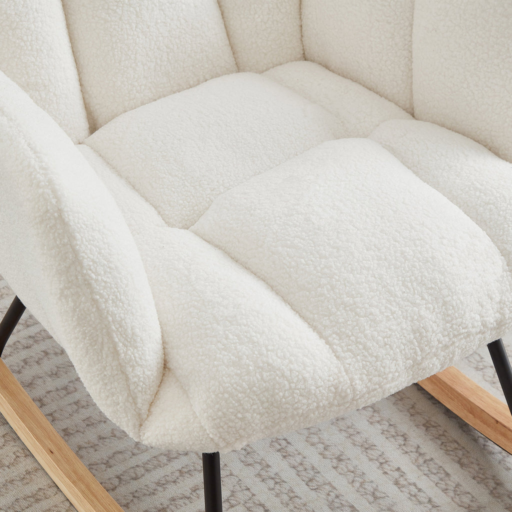 Upholstered Teddy Fabric Rocking Chair