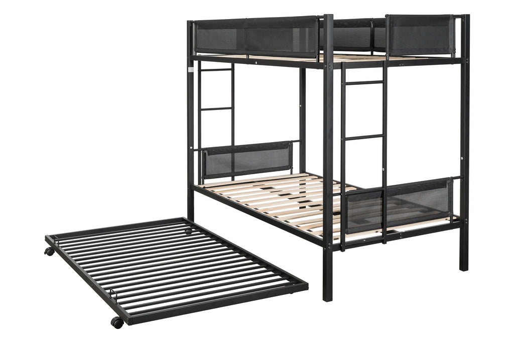 Metal double bed with casters/sturdy frame/no noise/comfortable guardrail/