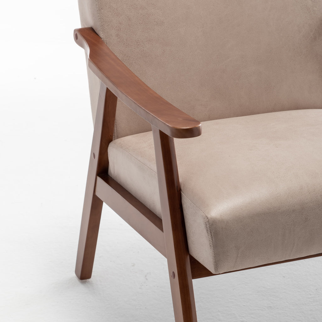 Solid wood frame accent chair with thick backrest