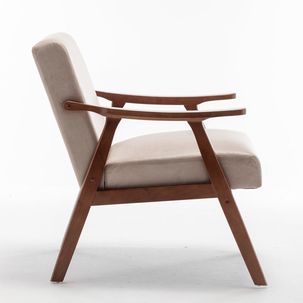 Solid wood frame accent chair with thick backrest