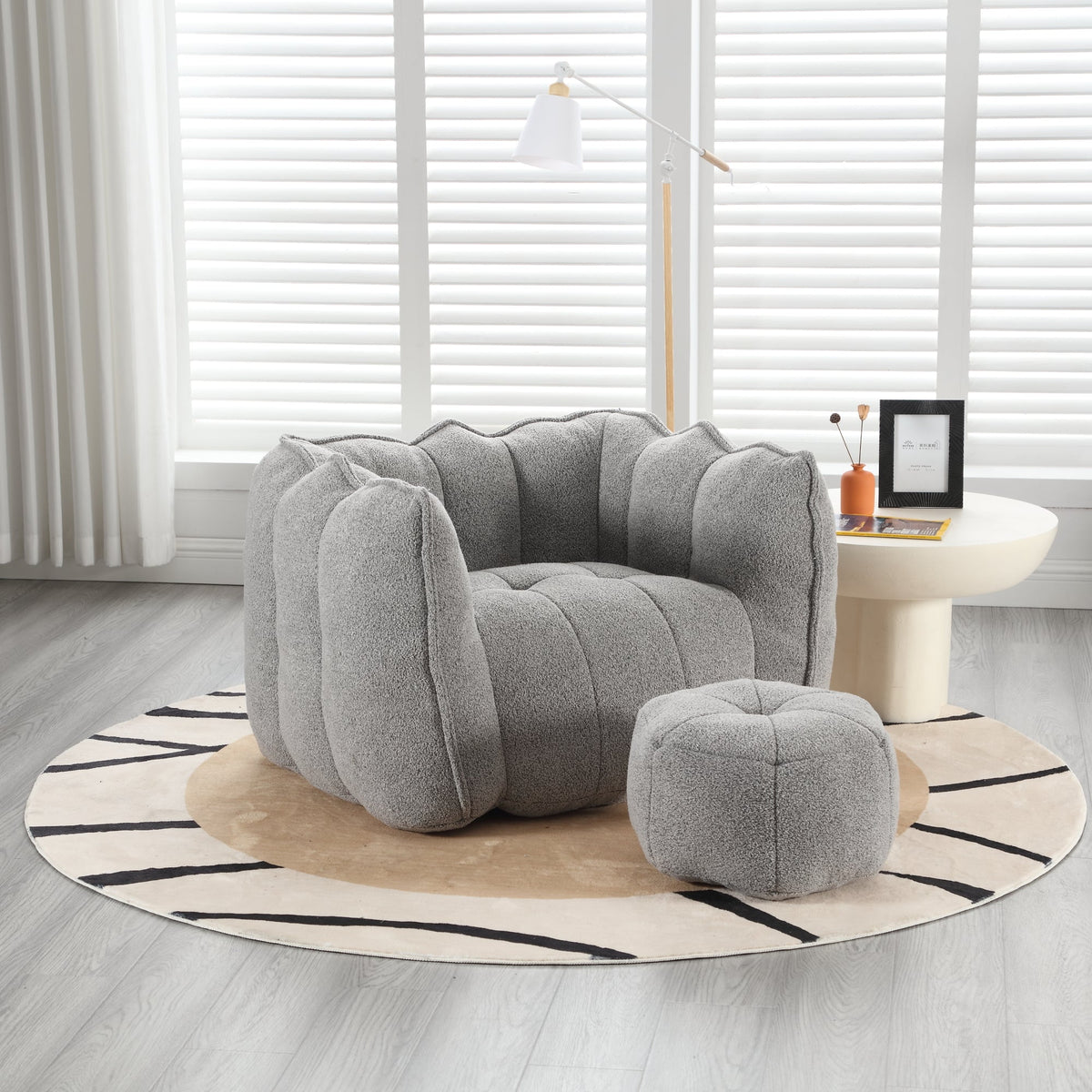 Soft Bean Bag Chair with High Resilient Foam with Footstool