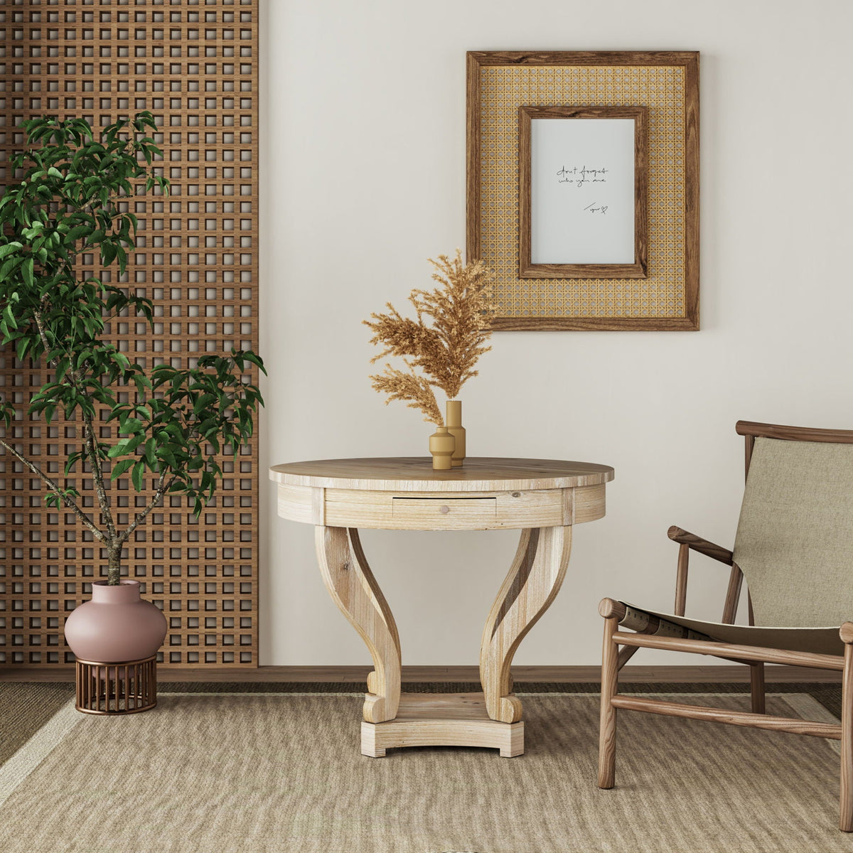 Curved Legs Farmhouse Style Small End Table