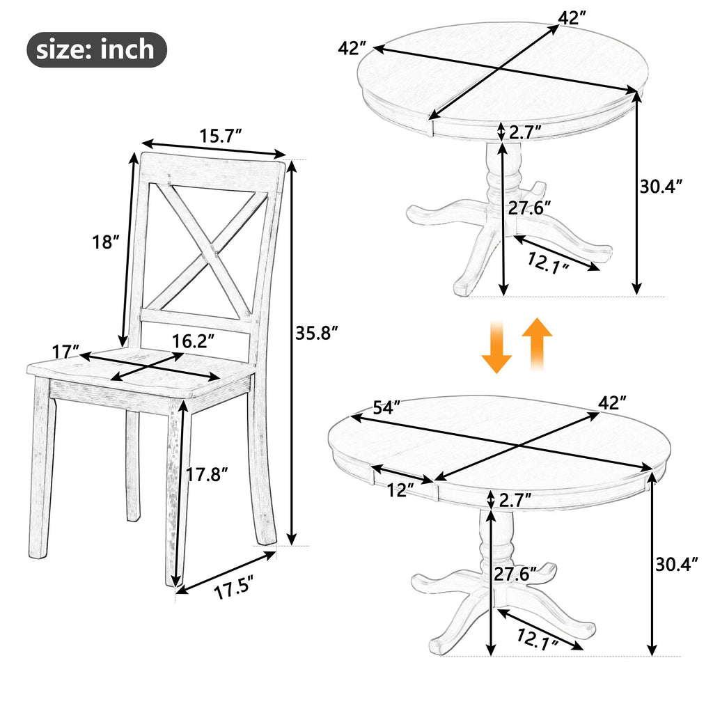 Dining Table Set For 4, Round Table And 4 Chairs