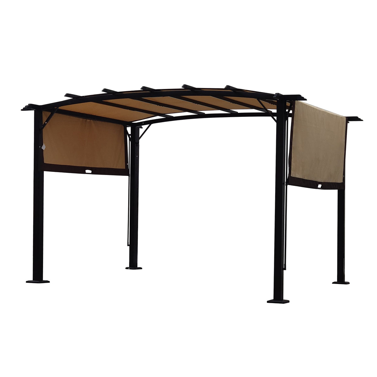 12 x 9 Ft Outdoor Pergola Patio Gazebo, Retractable Shade Canopy, Steel Frame