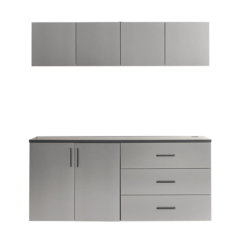 Garage Cabinet Set C With Soft Closing Drawers - Metallic Gray