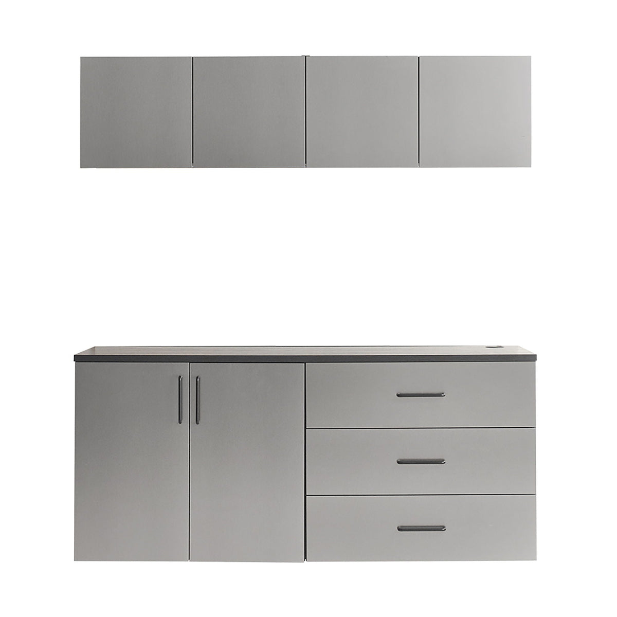 Garage Cabinet Set C With Soft Closing Drawers - Metallic Gray