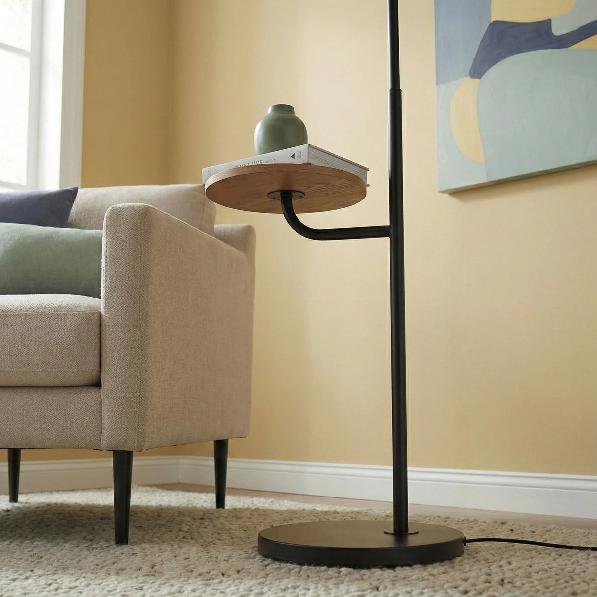 Floor Lamp With Rotary Switch Wood Table Base