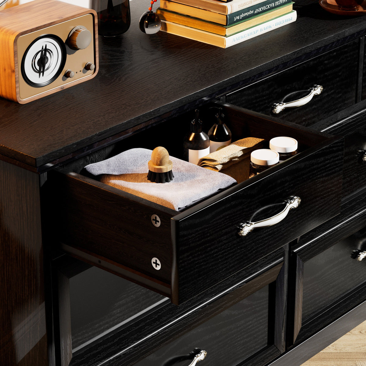 Modern 3 Drawer Bedroom Chest of Drawers with 7 Drawers Dresser, Clothes Organizer