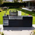 98-Inch 4-Burner Stainless Steel Gas Outdoor Kitchen Barbecue Island Grill - Black