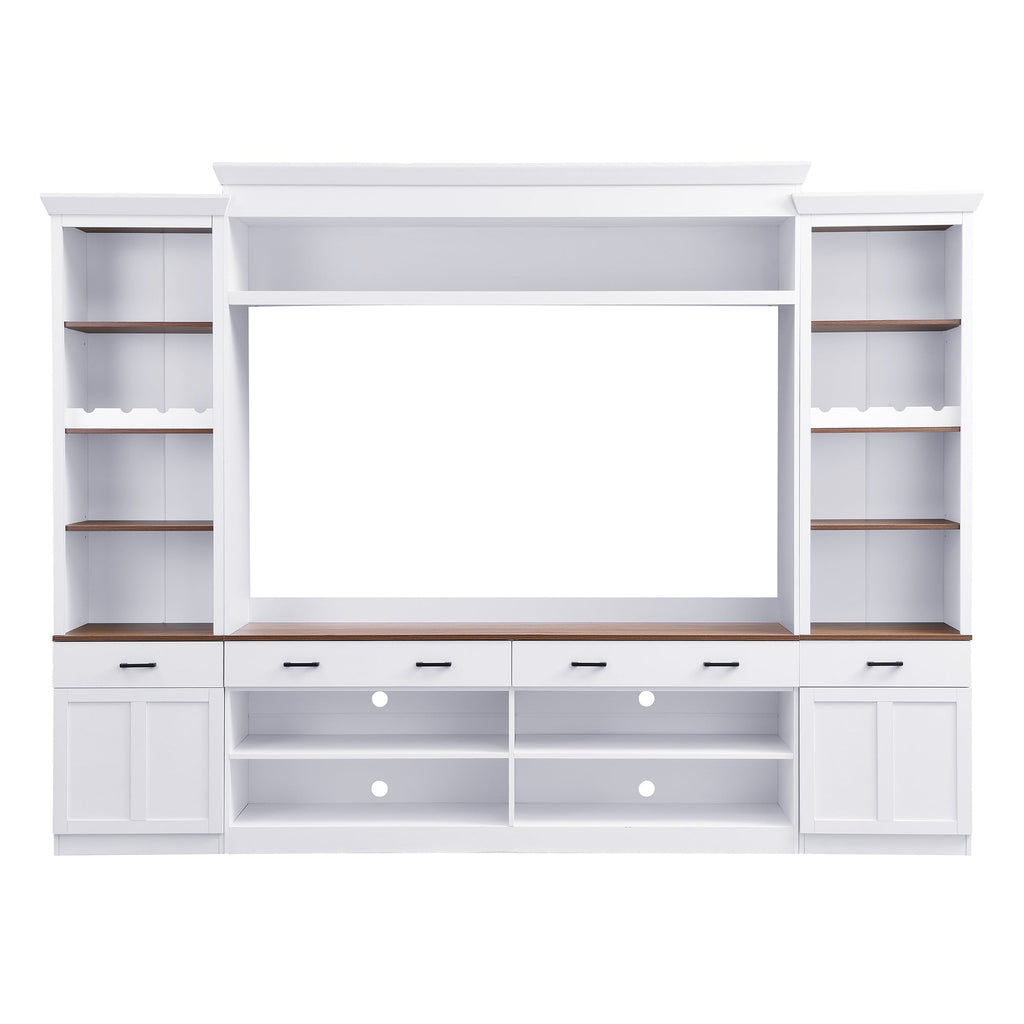 Farmhouse 4-Piece Entertainment Center with Bookshelf for TVs Up to 70"