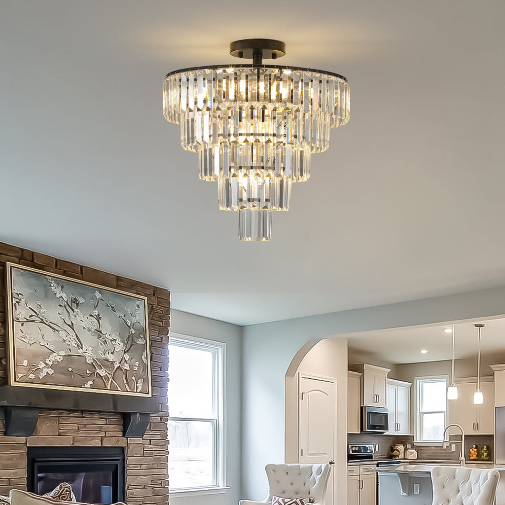 Black large crystal chandelier, modern style chandelier