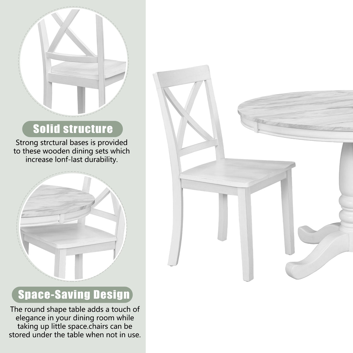 5 Pieces Dining Table and Chairs Set for 4